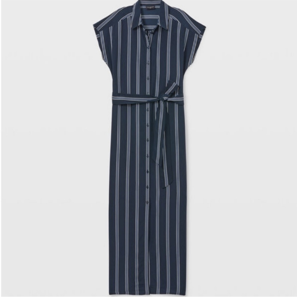 CLUB MONACO Blue Stripe Danielle Silk dress, size 8
